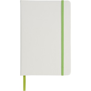 Spectrum A5 white notebook with coloured strap, White,Lime (Notebooks)