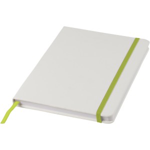 Spectrum A5 white notebook with coloured strap, White,Lime (Notebooks)