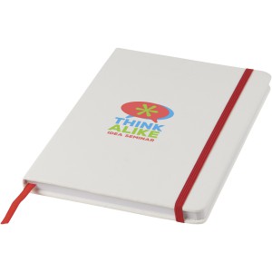 Spectrum A5 white notebook with coloured strap, White,Red (Notebooks)