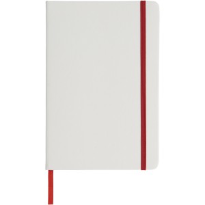 Spectrum A5 white notebook with coloured strap, White,Red (Notebooks)