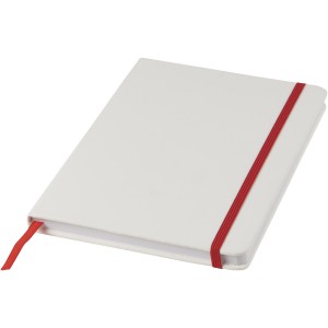 Spectrum A5 white notebook with coloured strap, White,Red (Notebooks)