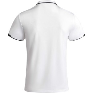 Tamil short sleeve kids sports polo, White, Solid black (T-shirt, mixed fiber, synthetic)