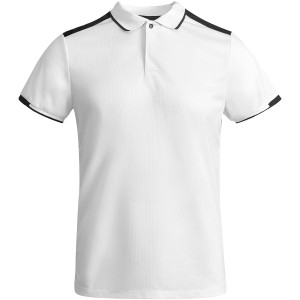 Tamil short sleeve men's sports polo, White, Solid black (T-shirt, mixed fiber, synthetic)