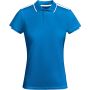 Tamil short sleeve women's sports polo, Royal blue, White