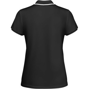 Tamil short sleeve women's sports polo, Solid black, White (T-shirt, mixed fiber, synthetic)