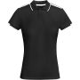 Tamil short sleeve women's sports polo, Solid black, White