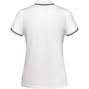 Tamil short sleeve women's sports polo, White, Solid black (T-shirt, mixed fiber, synthetic)