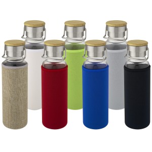 Thor 660 ml glass bottle with neoprene sleeve, Natural (Water bottles)