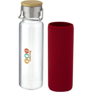 Thor 660 ml glass bottle with neoprene sleeve, Red (Water bottles)