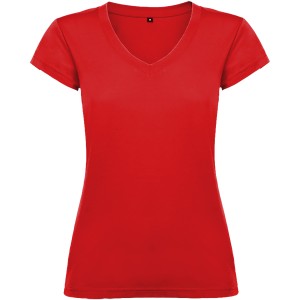 Victoria short sleeve women's v-neck t-shirt, Red (T-shirt, 90-100% cotton)