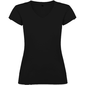 Victoria short sleeve women's v-neck t-shirt, Solid black (T-shirt, 90-100% cotton)