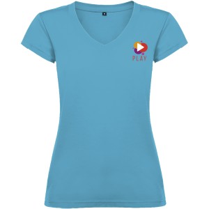 Victoria short sleeve women's v-neck t-shirt, Turquois (T-shirt, 90-100% cotton)