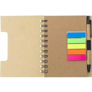 Wire bound notebook with ballpen Niall, brown (Notebooks)