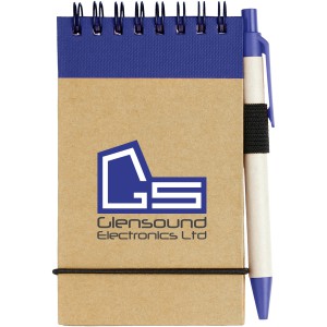 Zuse A7 recycled jotter notepad with pen, Natural,Navy (Notebooks)