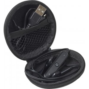 ABS pouch with earphones Aria, black (Earphones, headphones)