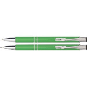 Aluminium writing set Zahir, light green (Pen sets)