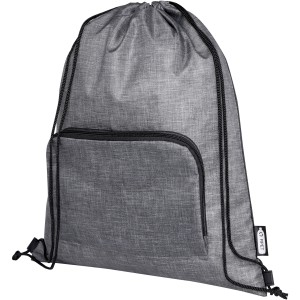 Ash recycled foldable drawstring bag 7L, Heather grey, Solid black (Backpacks)