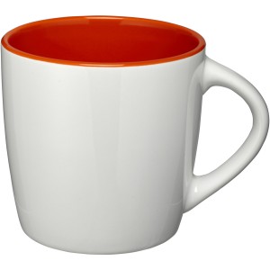 Aztec 340 ml ceramic mug, White,Orange