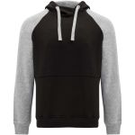 Badet unisex two-tone hoodie, Solid black, Heather grey (R10588B)