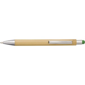 Bamboo and plastic ballpen Claire, lime (Wooden, bamboo, carton pen)