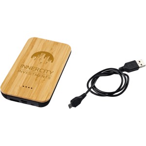 Bamboo / fabric 6000 mAh wireless power bank, Brown (Powerbanks)