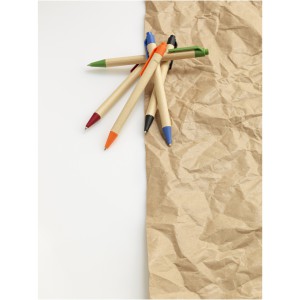 Berk recycled carton and corn plastic ballpoint pen, Blue (Wooden, bamboo, carton pen)