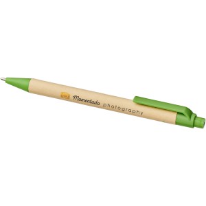 Berk recycled carton and corn plastic ballpoint pen, Green (Wooden, bamboo, carton pen)