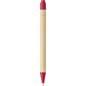 Berk recycled carton and corn plastic ballpoint pen, Red (Wooden, bamboo, carton pen)