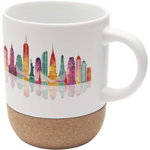 Billie 300 ml ceramic sublimation mug with cork details, Whi (Mugs)