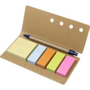 Cardboard memo holder with ruler Riva, brown (Sticky notes)