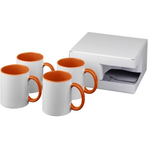 Ceramic sublimation mug 4-pieces gift set, Orange (Mugs)