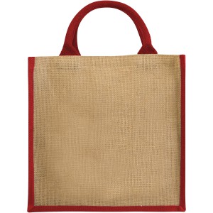 Chennai tote bag made from jute, Natural,Red (Shopping bags)