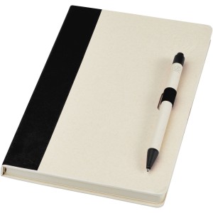 Dairy Dream A5 size reference notebook and ballpoint pen set, Solid black (Notebooks)