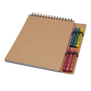 Doodle A5 spiral soft cover notebook and crayon set, Natural (Notebooks)