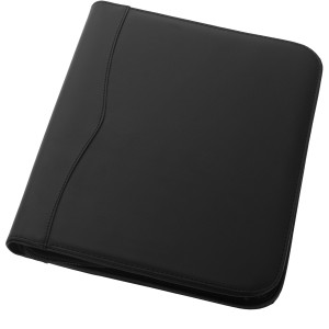 Ebony A4 zippered portfolio, solid black (Folders)