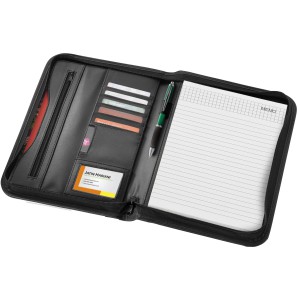 Ebony A4 zippered portfolio, solid black (Folders)