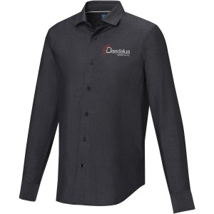 Elevate Cuprite long sleeve men's GOTS organic shirt, Solid black (shirt)