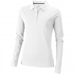 Oakville long sleeve women's polo, White