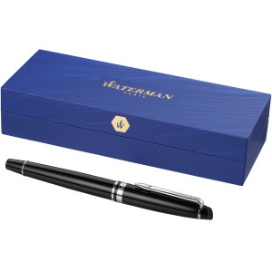 Expert classically designed fountain pen, solid black,Chrome (Fountain-pen, rollerball)