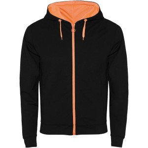 Fuji unisex sweat jacket, Black, Fluor Orange