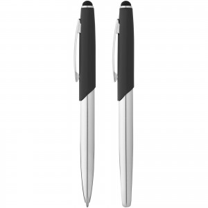 Geneva sophisticated writing set, Silver, solid black (Pen sets)