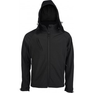 MEN'S DETACHABLE HOODED SOFTSHELL JACKET, Black
