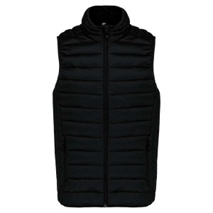 LADIES' LIGHTWEIGHT SLEEVELESS FAKE DOWN JACKET, Black