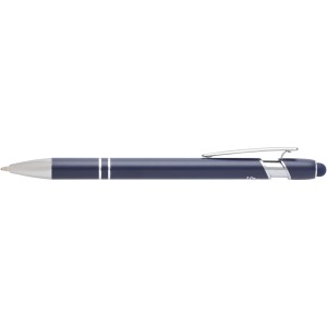 Kish ballpoint pen with silver finish (black ink), Navy (Metallic pen)