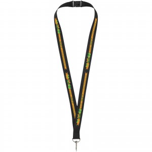 Lago lanyard with break-away closure, solid black (Lanyard, armband, badge holder)