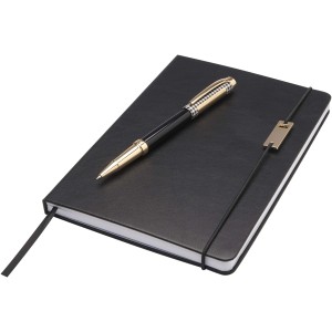 Legato A5 notebook and rollerball pen set, Solid black (Pen sets)