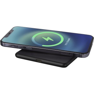 Loop 10W recycled plastic wireless charging pad, Solid black (Powerbanks)