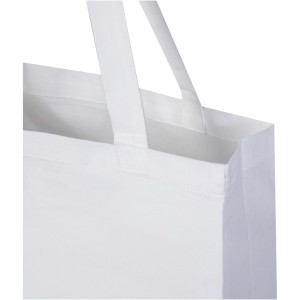 Madras 140 g/m2 GRS recycled cotton gusset tote bag, White (Shopping bags)