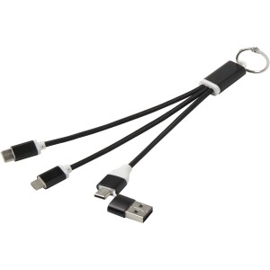 Metal 4-in-1 recycled aluminium charging cable with keychain (Eletronics cables, adapters)