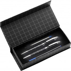 Metal writing set Daniel, black/silver (Pen sets)